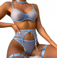 Ilusad pesu rinnahoidjad Choker Thigh Straps Bustier Panty Set M EL270_BLUE_M hind ja info | Naiste sekspesu | kaup24.ee