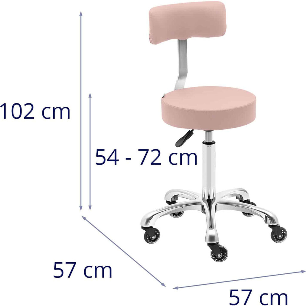 Ratastel seljatoega kosmeetiline taburetool kuni 150 kg WELLS puuderroosa 10181771 hind ja info | Kontoritoolid | kaup24.ee