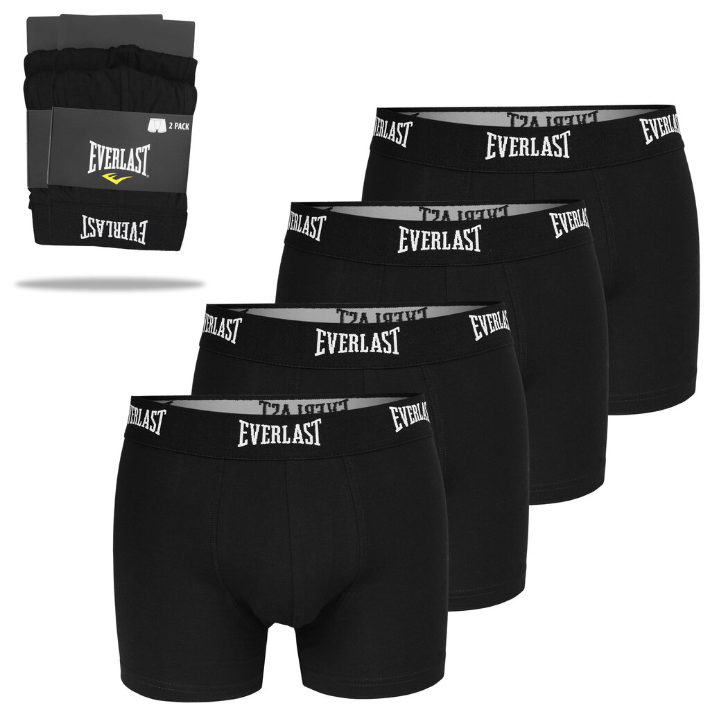 Bokserid meestele Everlast, puuvillased, must, 4 tk hind ja info | Meeste aluspesu | kaup24.ee