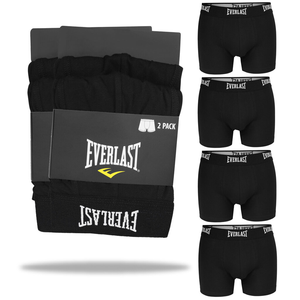 Bokserid meestele Everlast, puuvillased, must, 4 tk цена и информация | Meeste aluspesu | kaup24.ee