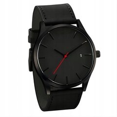 Kella Elegantne UNISEX Quartz Casual ökonahk Pehmendusega rihm Must JU14-BLACK hind ja info | Meeste käekellad | kaup24.ee