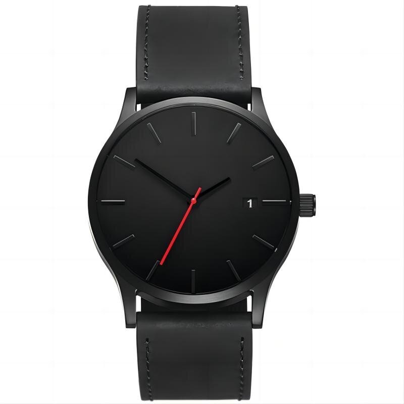 Kella Elegantne UNISEX Quartz Casual ökonahk Pehmendusega rihm Must JU14-BLACK hind ja info | Meeste käekellad | kaup24.ee