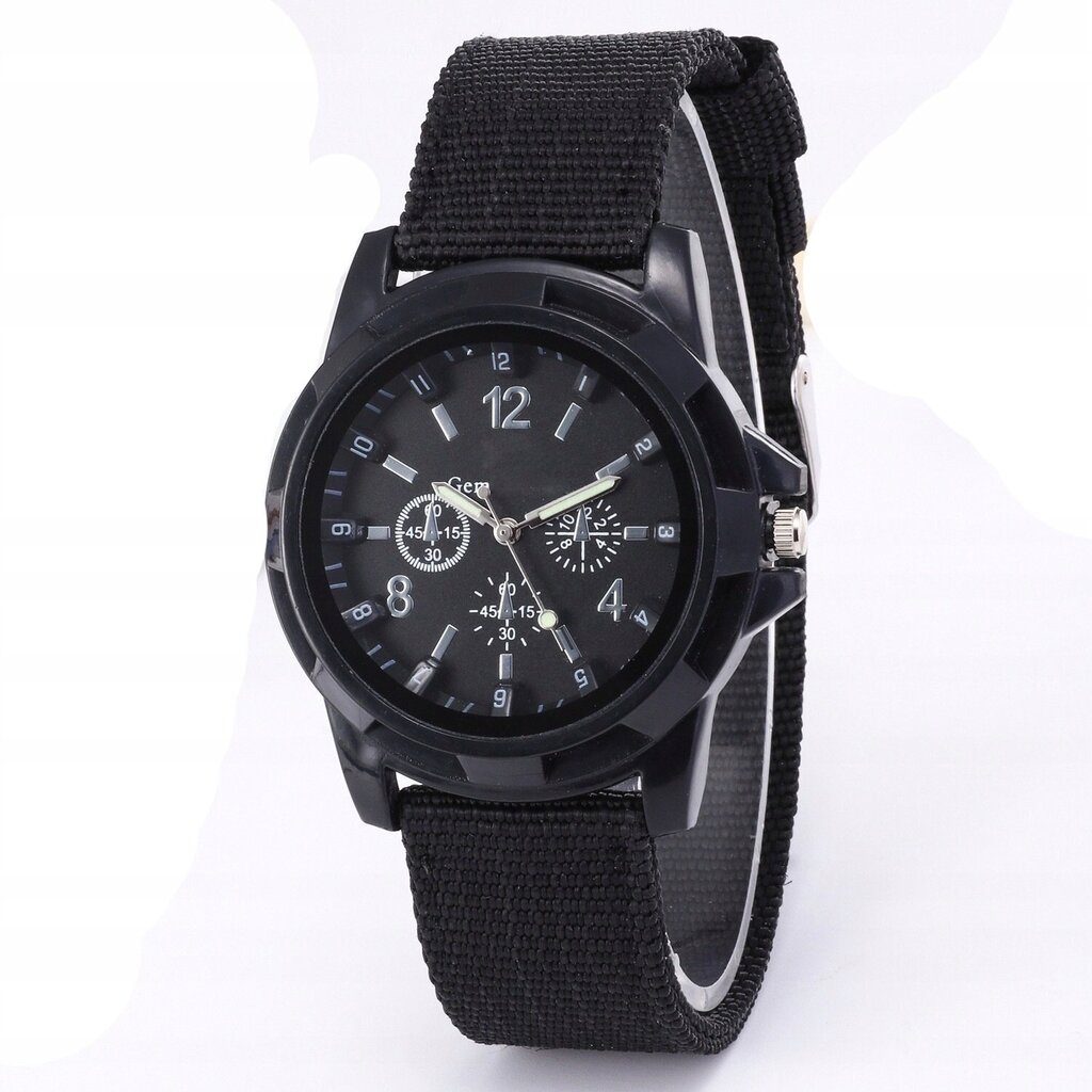 MEHE KELLAD Elegantne Military Quartz Casual NYLON rihm Must JU13-BLACK hind ja info | Meeste käekellad | kaup24.ee