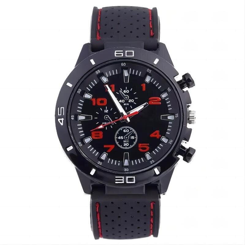 MALE WATCH Sport Quartz Black on SILICON käevõru mugav JU12-wht-blk hind ja info | Meeste käekellad | kaup24.ee