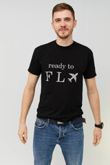 MEMO T-särk meeste must trükitud "Ready to fly" MM10026_XXXL hind ja info | Meeste T-särgid | kaup24.ee