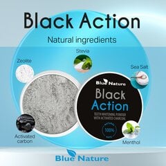 Hambavalgenduspulber aktiivsöega Black Action, fluoriidivaba, Blue Nature, 30 ml hind ja info | Suuhügieen | kaup24.ee