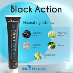 Valgendav hambapasta aktiivsöe ja kolloidse hõbedaga Black Action, Blue Nature, 50 ml hind ja info | Suuhügieen | kaup24.ee