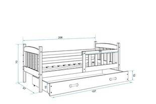 Детская кроватка BMS97PZI, 90x200 см, серый/синий цена и информация | Детские кровати | kaup24.ee