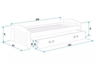 Lastevoodi BMS98BZI, 90x200 cm, hall/sinine hind ja info | Lastevoodid | kaup24.ee