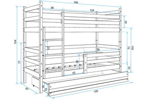 Lastevoodi BMS139BB, 80x160 cm, valge hind ja info | Lastevoodid | kaup24.ee