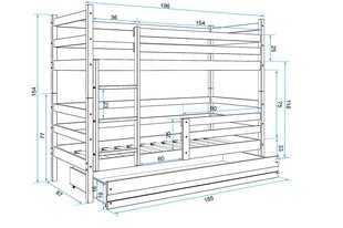 Lastevoodi BMS140BB, 80x190 cm, valge hind ja info | Lastevoodid | kaup24.ee