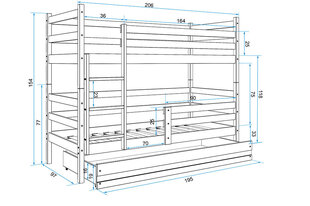 Детская кроватка BMS141PRZI, 90x200 см,  коричневый/синий цена и информация | Детские кровати | kaup24.ee