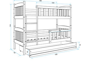 Lastevoodi BMS142BZI, 80x190 cm, valge/sinine hind ja info | Lastevoodid | kaup24.ee