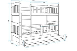 Lastevoodi BMS143PRB, 90x200 cm, hele pruun/valge hind ja info | Lastevoodid | kaup24.ee