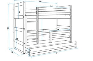 Lastevoodi BMS157ZA, 80x160 cm, valge/roheline hind ja info | Lastevoodid | kaup24.ee