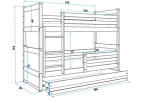 Lastevoodi BMS161B, 80x190 cm, valge hind ja info | Lastevoodid | kaup24.ee