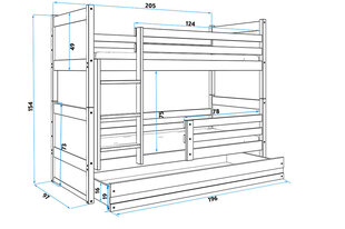 Lastevoodi BMS165ZI, 90x200 cm, valge/sinine hind ja info | Lastevoodid | kaup24.ee