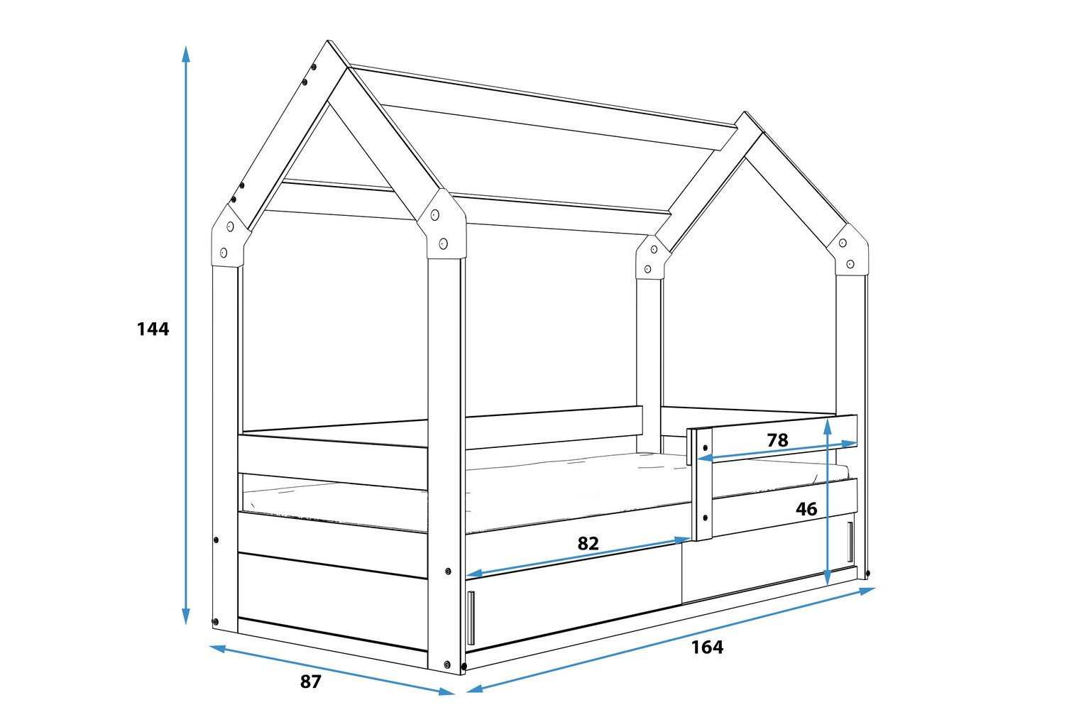 Lastevoodi BMS409, 80x160 cm, hall hind ja info | Lastevoodid | kaup24.ee