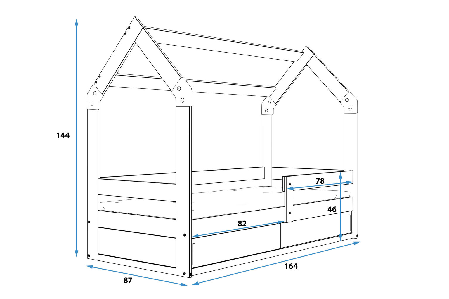 Lastevoodi BMS410, 80x160 cm, valge hind ja info | Lastevoodid | kaup24.ee