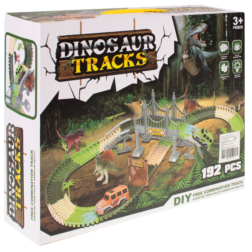 Paindlik džunglirada 2 dinosauruse ja autoga цена и информация | Poiste mänguasjad | kaup24.ee