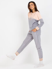 hellrosa damen-pyjama aus velours mit patches, grau цена и информация | Женские пижамы, ночнушки | kaup24.ee