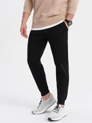мужские спортивные штаны с отстрочкой и молнией - черные v1 om-pask-0147 цена и информация | Мужские брюки | kaup24.ee