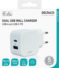 Deltaco USBC-AC149 Dual цена и информация | Зарядные устройства для телефонов | kaup24.ee