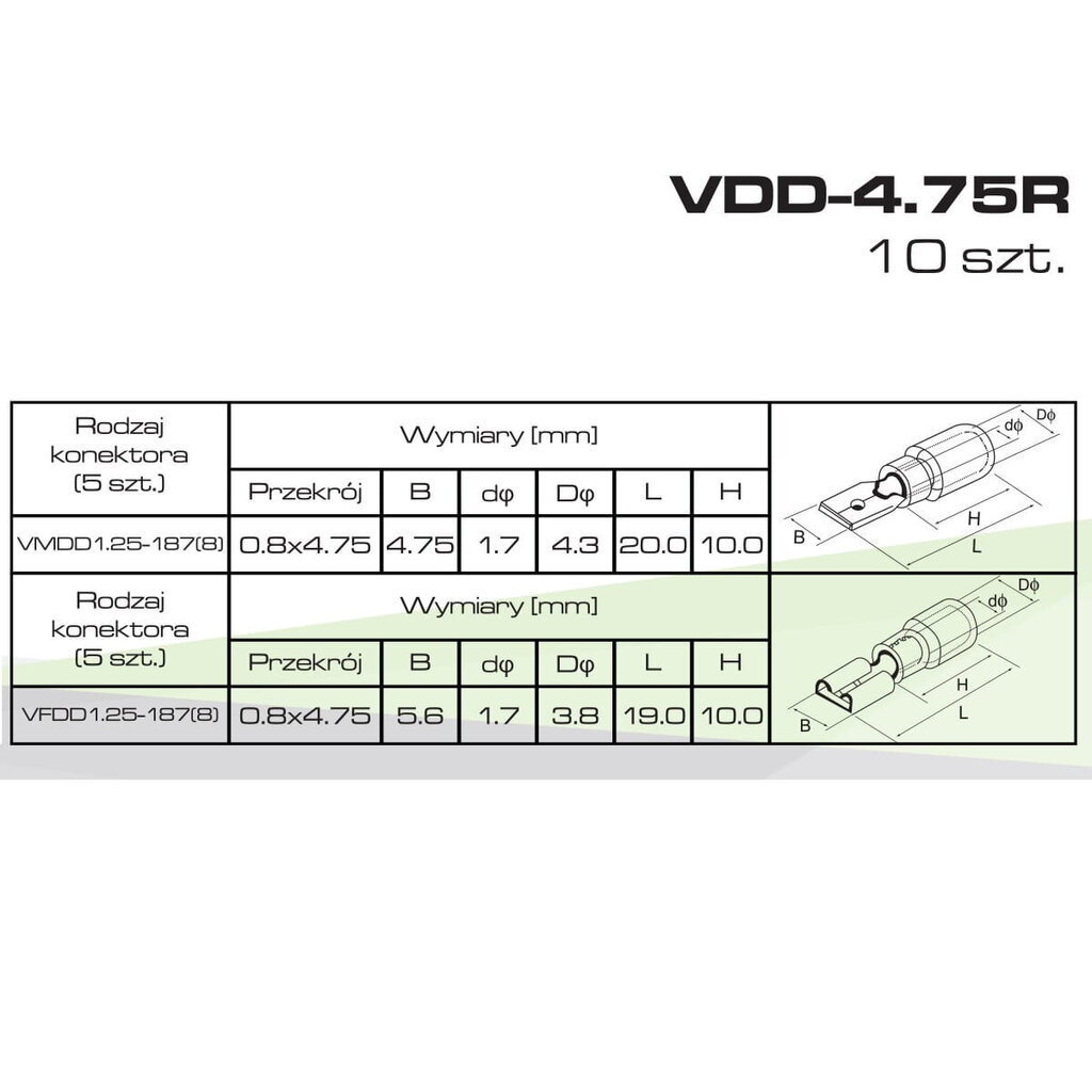 Isoleeritud pistikud isased 5 tk. + emas 5 tk punane VDD-4.75R Vayox hind ja info | Lülitid ja pistikupesad | kaup24.ee