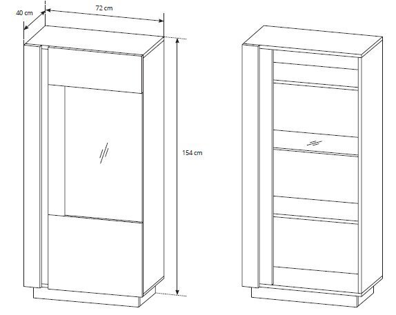 Vitriin Arco 72, tamm/hall hind ja info | Vitriinkapid | kaup24.ee