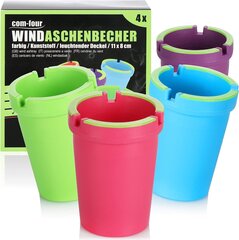 Com -four® 4x tuhatoosi väljast - Windshell Cup - heleda kaanega düüsi tass - autokoti tass, Ø 8 cm (4 tükki - lilla punane sinine roheline) hind ja info | Lisaseadmed | kaup24.ee