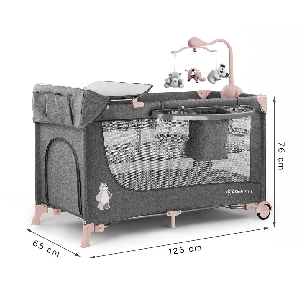 Reisivoodi - Mänguaedik KinderKraft Joy Pink hind ja info | Reisivoodid, mänguaedikud | kaup24.ee