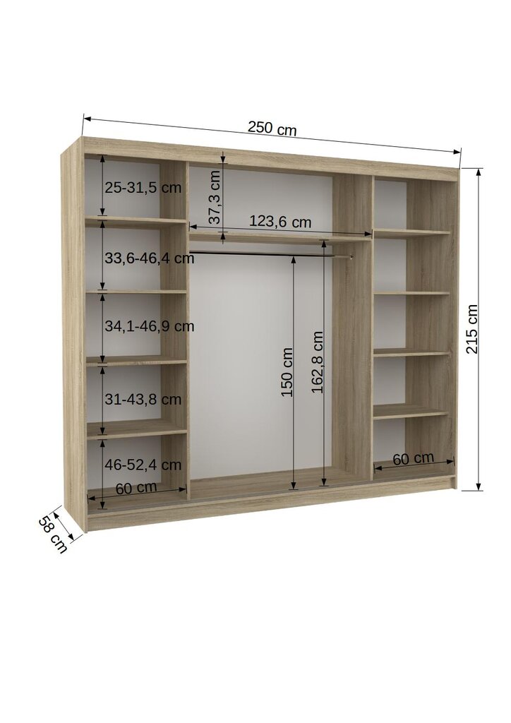 Riidekapp ADRK Furniture Salto, pruun hind ja info | Kapid | kaup24.ee