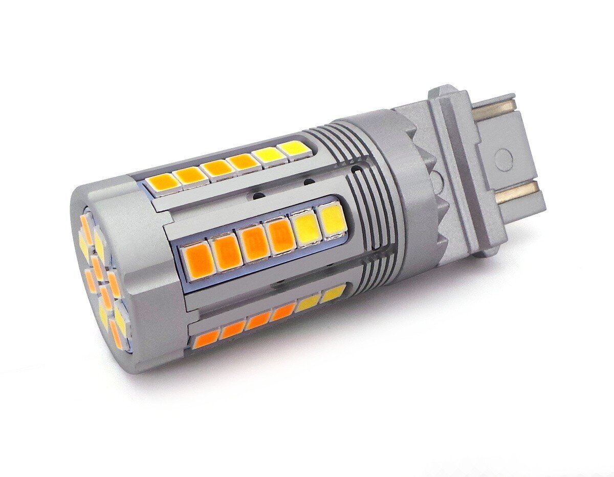 P27/7W LED-pirn 3157 12-24V valge-oranž ilma veata 2000 + 800lm, 1 tk. hind ja info | Autopirnid | kaup24.ee