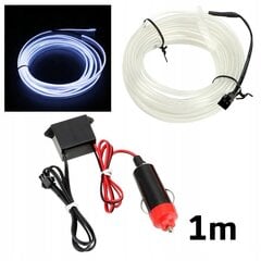 Neon Wire Ambient Car Light 1m Cool White, ME Premium hind ja info | Auto salongitarvikud | kaup24.ee