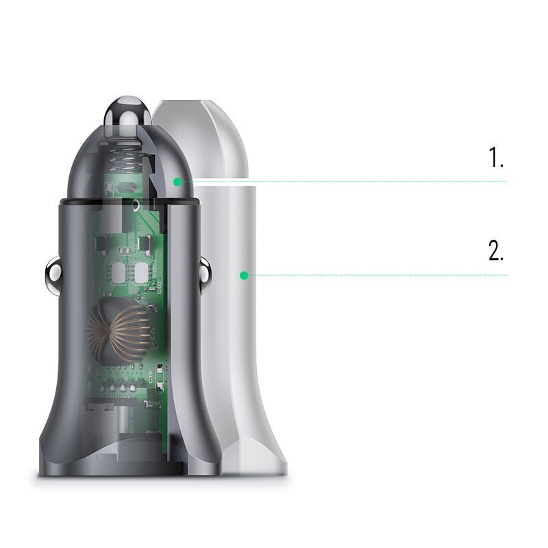 Kiirlaadija Ugreen, USB-C, USB, 24 W, hall hind ja info | Turvasüsteemid ja 12V seadmed | kaup24.ee