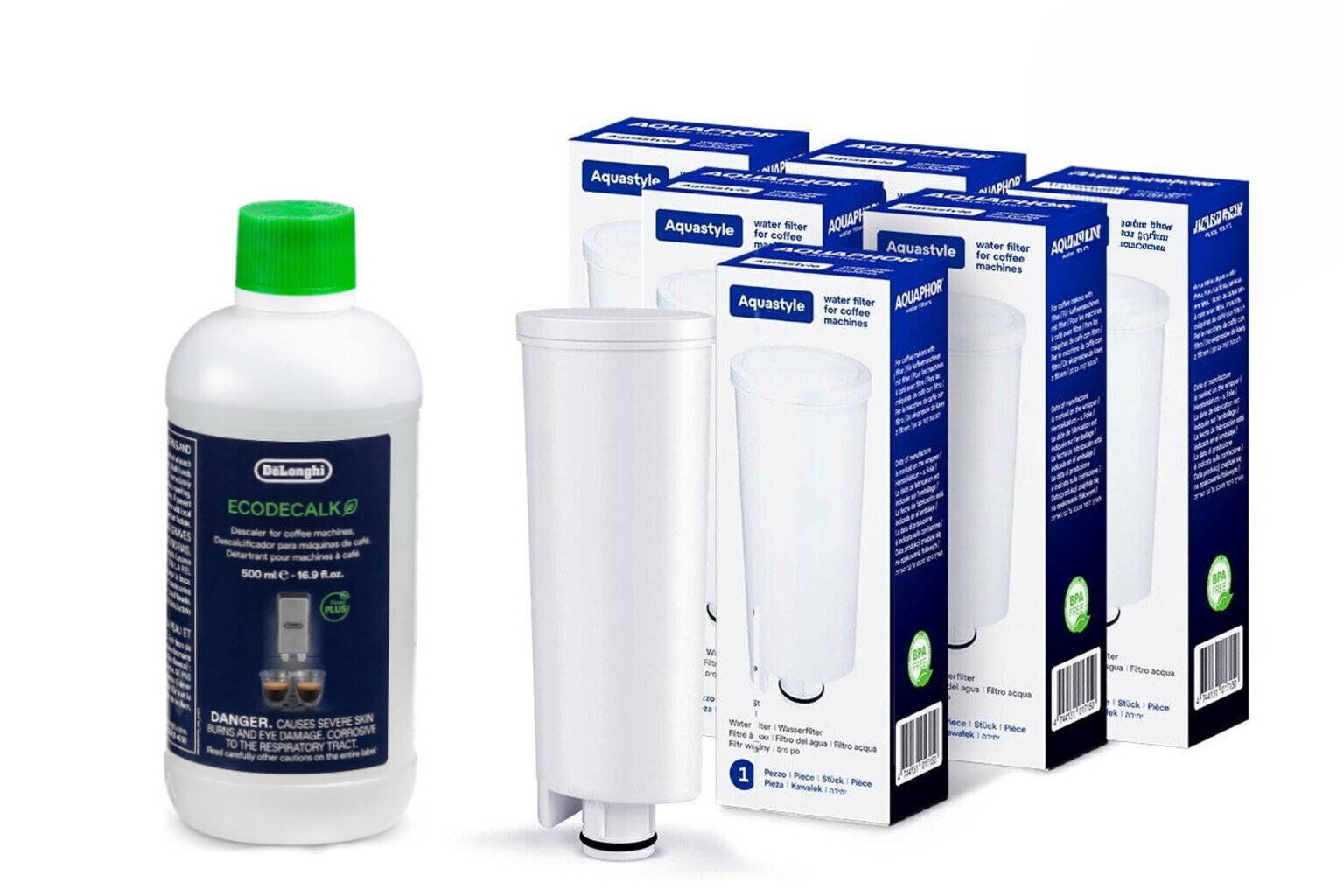 Aquaphor Delonghi, 6 tk + Ecodecalk, 500 ml hind ja info | Kohvimasinate lisatarvikud | kaup24.ee