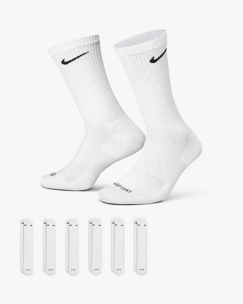 Nike sokid EVERYDAY CSH CRW 6pk, valge цена и информация | Meeste sokid | kaup24.ee