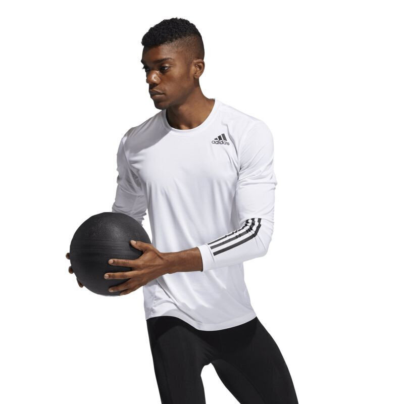 T-särk Adidas Techfit Fitted 3 Bandas Valge цена и информация | Meeste spordiriided | kaup24.ee