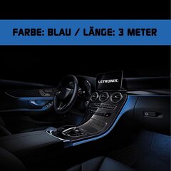 Letronix El Wire Light Strip Strip Abto Olight Auto 12 В синий 3 -метры (4,66 €/м) (синий - 3 метра) цена и информация | Автомобильные лампочки | kaup24.ee