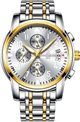 Rorios Men, нержавеющая сталь, часы аналоговые Quarzus Luxury Chronograph Calendar Metal Arm Band Bright Business Водонепроницаемые многофункциональные наручные часы B07FZ4TW6J цена и информация | Мужские часы | kaup24.ee