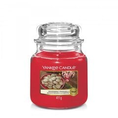 Ароматическая свеча Yankee Candle Peppermint Pinwheels средняя 411 г цена и информация | Подсвечники, свечи | kaup24.ee