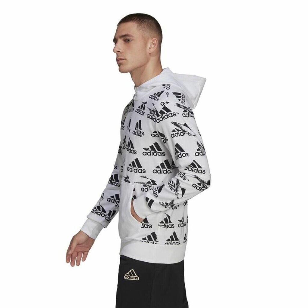 Dressipluus kapuutsiga, meeste Adidas Essentials Brandlove Valge цена и информация | Meeste pusad | kaup24.ee