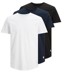 3 PACK - meeste T-särk JJENOA TEE SS CREW NECK 3PK MP NOOS Long Line Fit 12191765 Valge 1 Valge 1 Must 1 Navy hind ja info | Meeste T-särgid | kaup24.ee