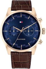 Tommy Hilfiger Men Analog Quartzi kell nahast käevõruga 1710423 B08X4PDBTP hind ja info | Meeste käekellad | kaup24.ee