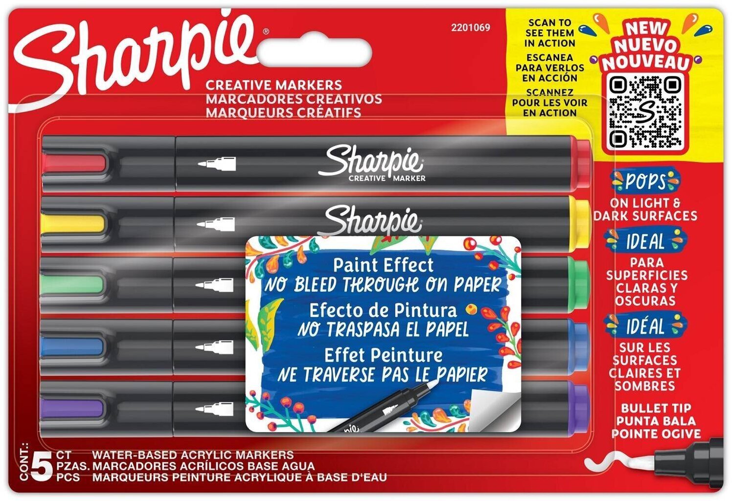 Sharpie Creative akrüülmarkerite komplekt, 5 tk. цена и информация | Kirjutusvahendid | kaup24.ee