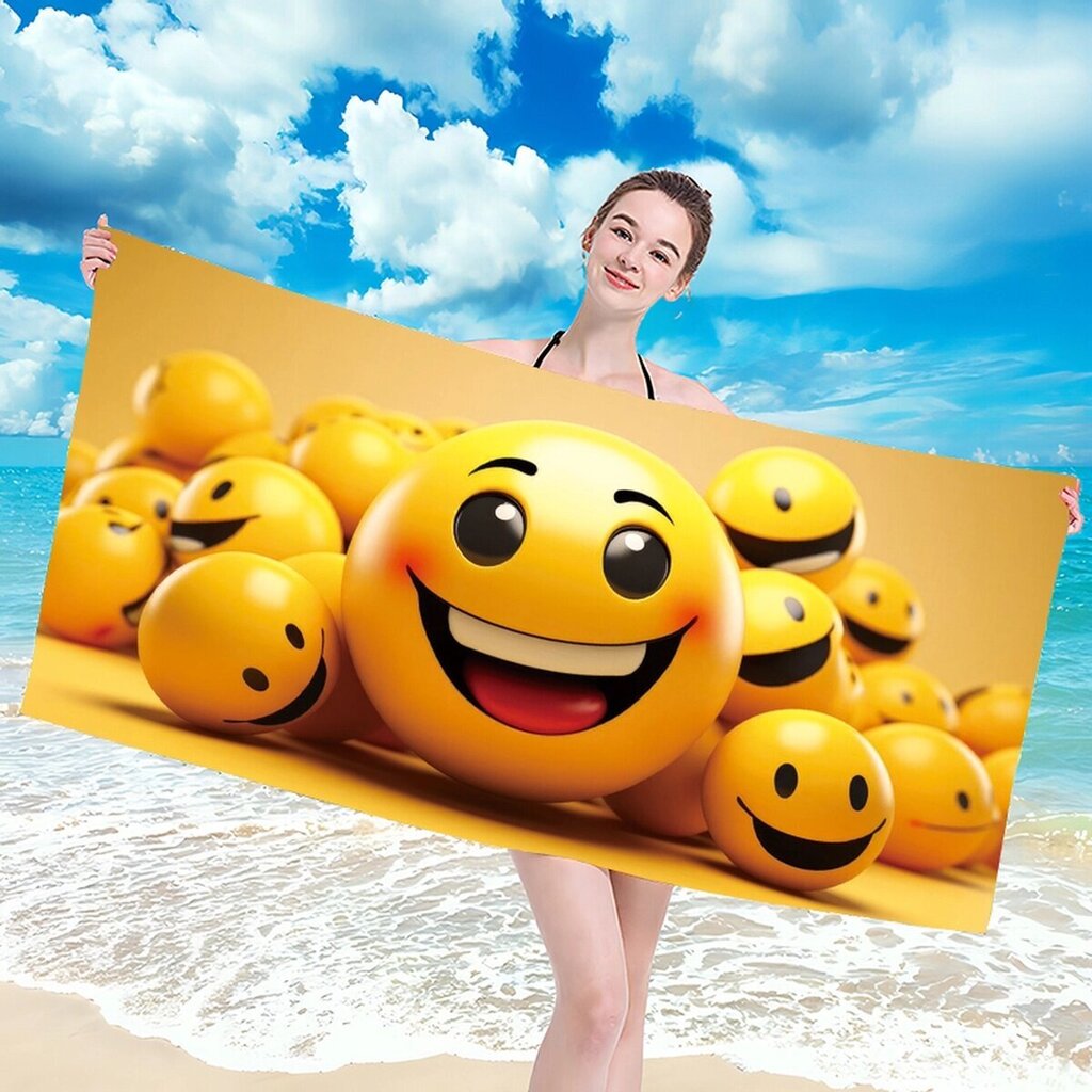 Rannarätik Emoticons, 100x180 cm цена и информация | Rätikud, saunalinad | kaup24.ee