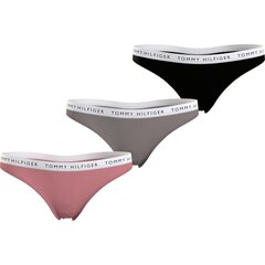 Трусы TOMMY HILFIGER Logo Waistband Thongs 3P Flora Pink/Oat Milk/Black UW0UW028290R1 цена и информация | Трусики | kaup24.ee