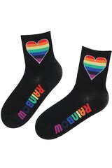 RAINBOW vikerkaarega musta värvi puuvillased sokid RAINBOWblack-36-40 hind ja info | Naiste sokid | kaup24.ee