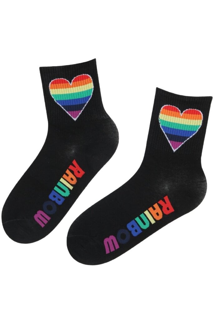 RAINBOW vikerkaarega musta värvi puuvillased sokid RAINBOWblack-36-40 цена и информация | Naiste sokid | kaup24.ee