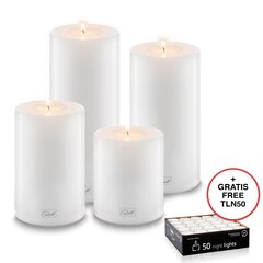 Qult Farluce Trend - подсвечник в форме свечи белый Ø 10 см H 8 + 12 + 15 + 18 см - набор из 4 свечей цена и информация | Подсвечники, свечи | kaup24.ee